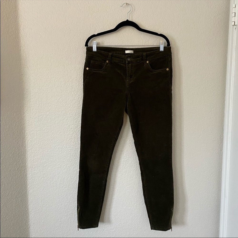 Edyson Leon Olive Corduroy Ankle Zip Skinny Jeans